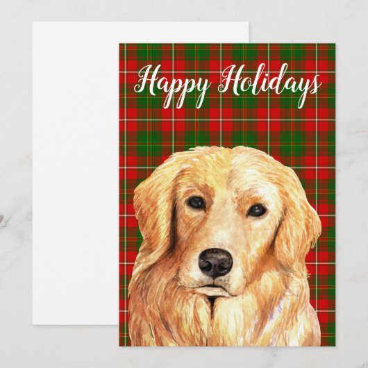 Watercolor Golden Retriever op maat Feestdagenkaart (Voorkant / Achterkant)