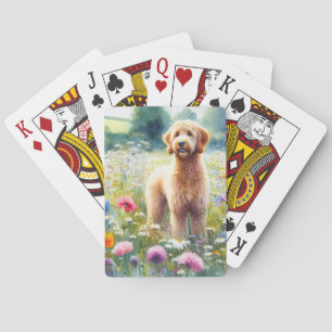 Watercolor Goldendoodle Hond Wildflower Veld Pokerkaarten