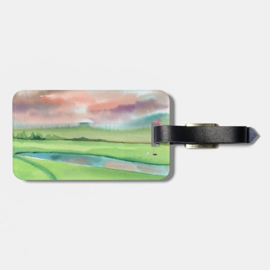 Watercolor Golf Bagagelabel (Achterkant horizontaal)