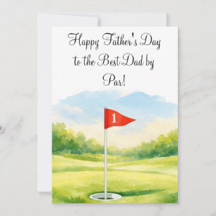 Watercolor Golf Beste Papa volgens Par Vaderdag Kaart