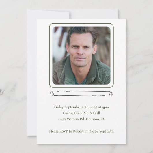 Watercolor Golf Course Photo Retirement Party Kaart (Achterkant)