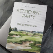 Watercolor Golf Course Photo Retirement Party Kaart