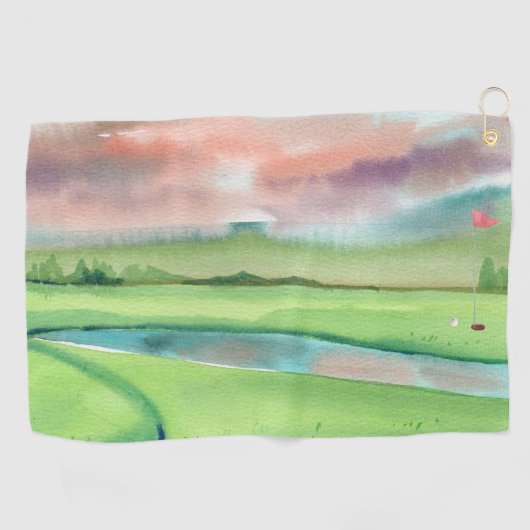 Watercolor Golf Golfhanddoek (Horizontaal)