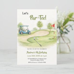 Watercolor Golf Par-Tee Verjaardag Kaart