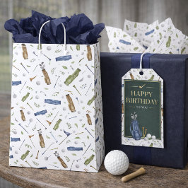 Watercolor Golf Patroon Medium Cadeauzakje