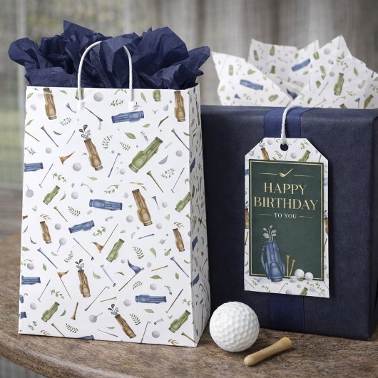 Watercolor Golf Pattern Medium Cadeauzakje