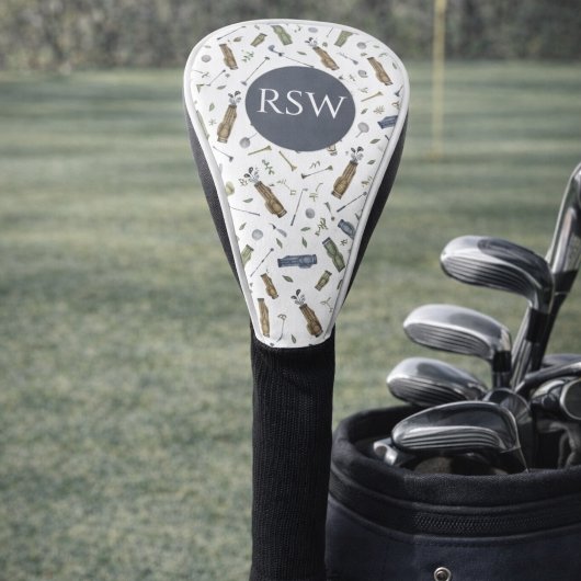 Watercolor Golf Pattern Monogram  Golfheadcover