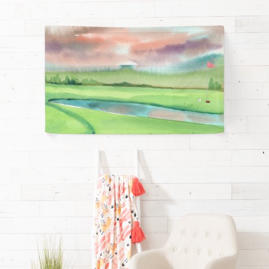 Watercolor Golf Spandoek (Insitu)