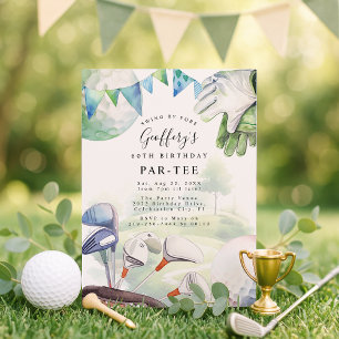 Watercolor Golf Thema Volwassenen Verjaardagsfeest Kaart