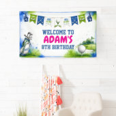 Watercolor golf verjaardagsfeestbanner spandoek (Insitu)