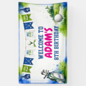 Watercolor golf verjaardagsfeestbanner spandoek (Verticaal)