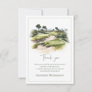 Watercolor Golfbaan Condoleance Bedankkaart