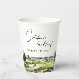 Watercolor Golfbaan Golfer Herdenking Papieren Bekers