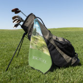 Watercolor Golfbaan Monogram Naam Golfhanddoek (Groen)