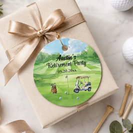 Watercolor Golfbaan Pensioenfeestje Bedankjes Labels