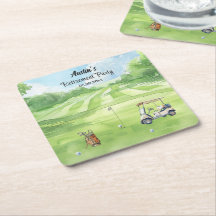 Watercolor Golfbaan Pensioenfeestje 