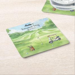 Watercolor Golfbaan Pensioenfeestje Kartonnen Onderzetters