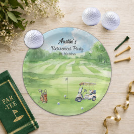 Watercolor Golfbaan Pensioenfeestje Papieren Bordje