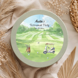 Watercolor Golfbaan Pensioenfeestje Ronde Sticker