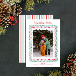 Watercolor Golvend Kerstslinger Frame Feestdagenkaart