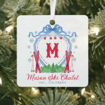 Watercolor Gondola Ski Monogram Crest
