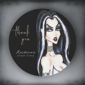 Watercolor Gotische Heks Zwart Bedankt Ronde Sticker