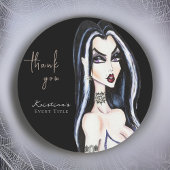 Watercolor Gotische Heks Zwart Bedankt Ronde Sticker