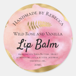 Watercolor & Goud Lip Balm Klassieke Ronde Sticker