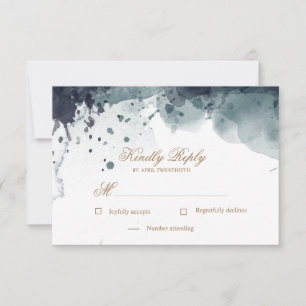Watercolor Goud RSVP Antwoordkaart Kaartje