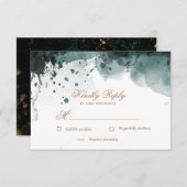 Watercolor Goud | RSVP-reactiekaart RSVP Kaartje (Voorkant / Achterkant)