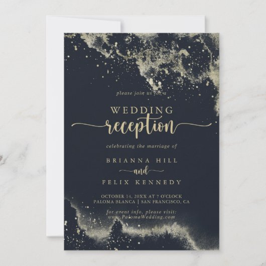 Watercolor Goud Spetterende Trouwreceptie   Kaart (Voorkant)