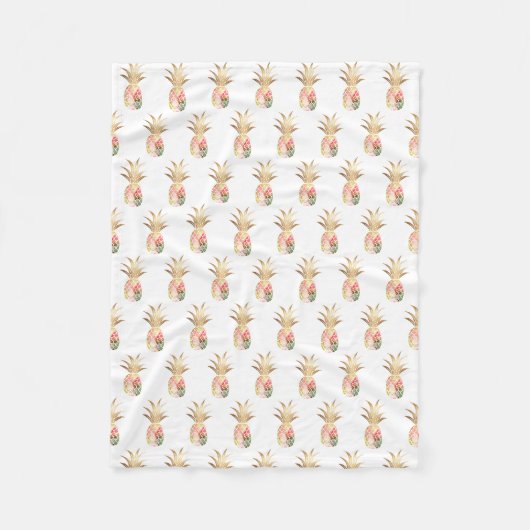 Watercolor Gouden Ananas Dekbed van Fleece Deken (Voorkant)
