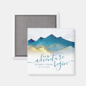 Watercolor Gouden Bergen Trouwen Save The Date Magneet (Voorkant / Achterkant)