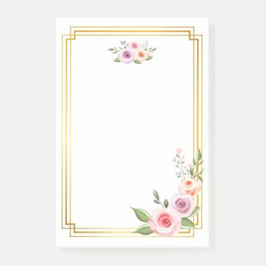 Watercolor & Gouden Frame Stijl Post-it® Notes (Voorkant)