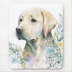 Watercolor Gouden Labradors retriever en Bloemen Muismat