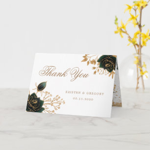 Watercolor Gouden Rozen Gevouwen Foto Bedankkaart Kaart