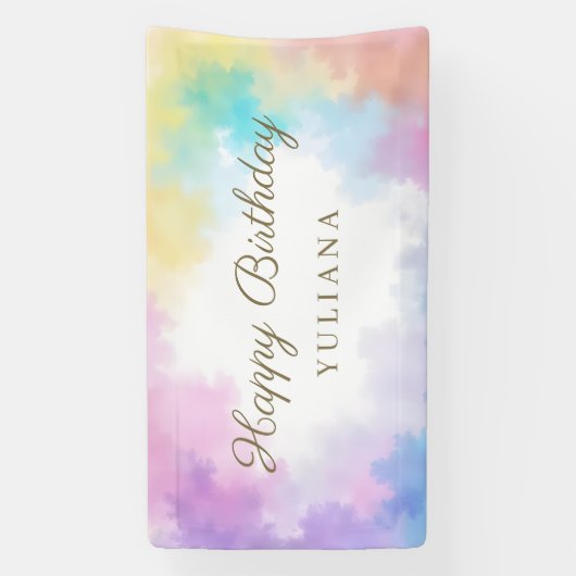 Watercolor Gradient Invitation Cute Elegant Femine Spandoek (Verticaal)