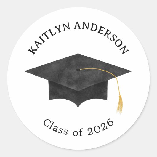 Watercolor Graduation Cap Grad Sticker (Voorkant)