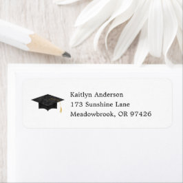 Watercolor Graduation Cap Return Address Etiket