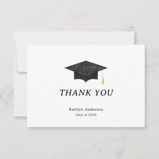 Watercolor Graduation Cap Thank You Card (Voorkant)