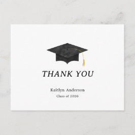 Watercolor Graduation Cap Thank You Postcard Briefkaart