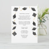 Watercolor Graduation Caps Grad Party Invitation Aankondiging (Staand voorkant)