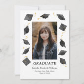 Watercolor Graduation Caps Grad Party Invitation Aankondiging (Voorkant)