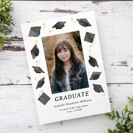 Watercolor Graduation Caps Grad Party Invitation Aankondiging