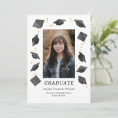 Watercolor Graduation Caps Multiple Photo Grad Aankondiging (Staand voorkant)