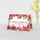 Watercolor Granaatappel Prettig Tu B'Sjvat Kaart (Gele Bloem)