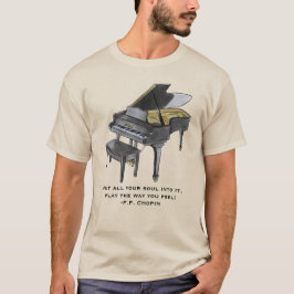 Watercolor Grand Piano Illustratie Chopin Citaat T-shirt