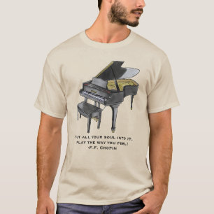 Watercolor Grand Piano Illustratie Chopin Citaat  T-shirt