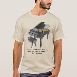 Watercolor Grand Piano Illustratie Chopin Citaat T-shirt