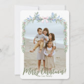 Watercolor Grandmillenial Pastel Bloemenguirlande  Feestdagenkaart (Voorkant)